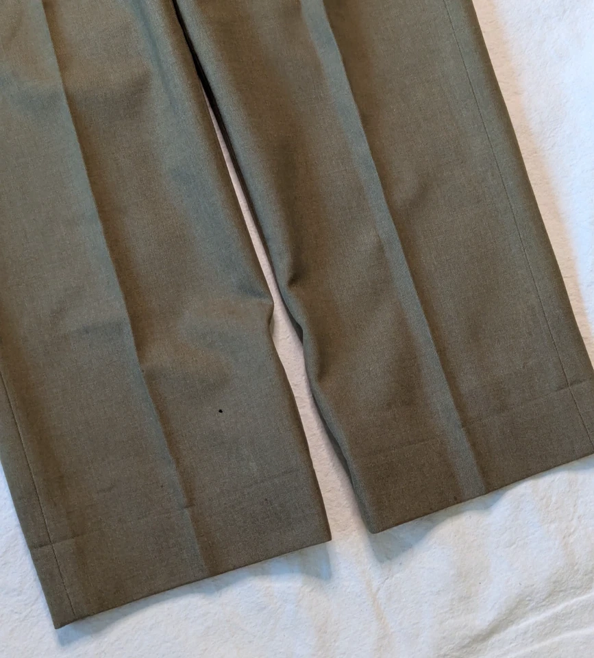 Pantalón Mosca Botón Lana Pesado Heritage Verde Militar De Colección Años 50 30 Foto 3 de 4