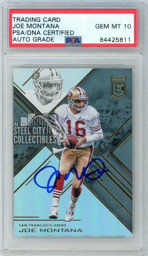 Joe Montana 2016 Donruss Elite Autographed Card #38- PSA/DNA Gem MT 10