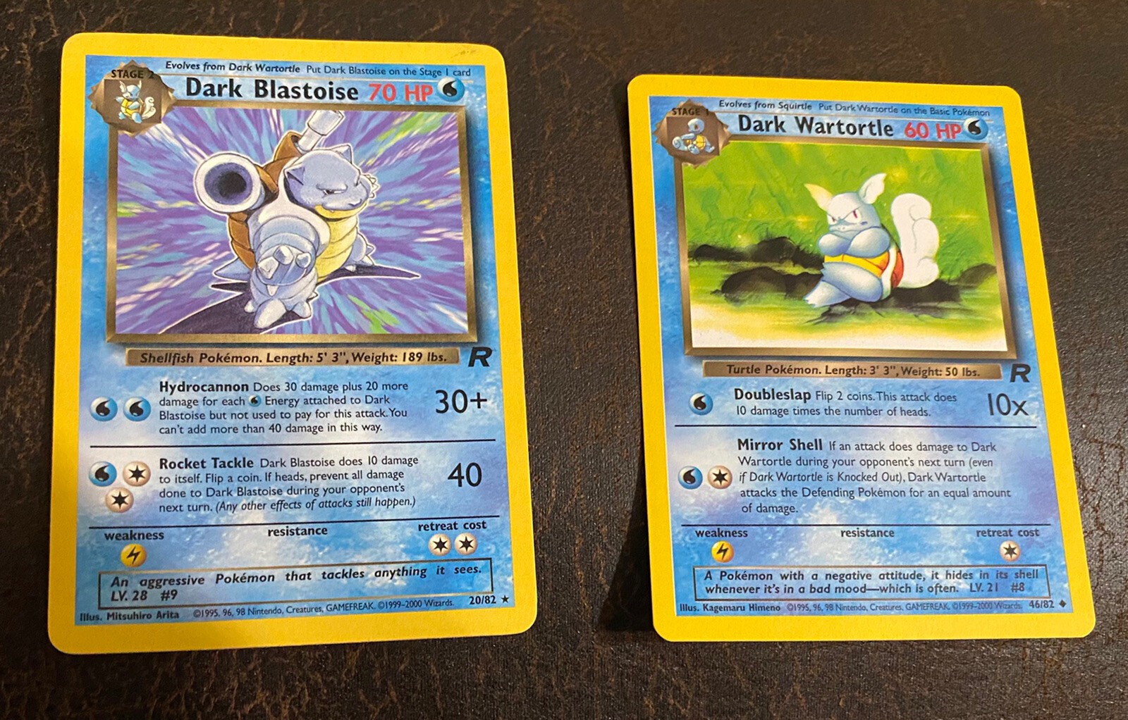 Dark Wartortle 46/82 And Dark Blastoise 20/82 Team Rocket