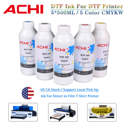 ACHI DTF Ink T-shirt Printer Ink 5*500ml For Epson R1390 L1800 XP600 DTF Printer