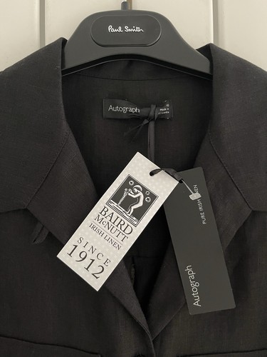 M&S AUTOGRAPH WOMEN’S BAIRD McNUTT IRISH LINEN SHIRT BLOUSE BLACK SIZE 10 NWT - Picture 3 of 7