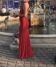 Red Halterneck Backless Ball Gown Size 6.
