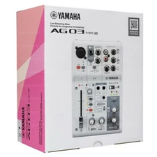 Yamaha AG03MK2 3-Channel Live Streaming Loopback Audio USB Mixer White