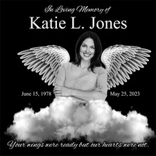 Custom Memorial Grave Marker Granite Plaque Human headstone 12x12 Angel wings