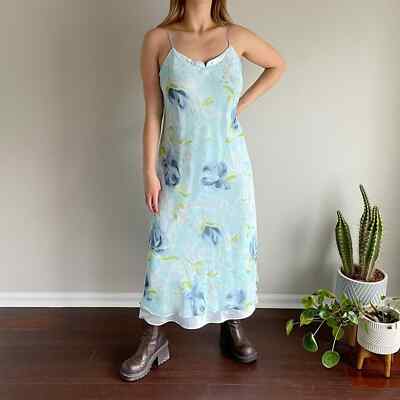 Vintage 90s baby blue Lord & Taylor dainty floral slip style maxi dress Sz M | eBay Vintage 90s baby blue Lord & Taylor dainty floral slip style maxi dress Sz M | eBay