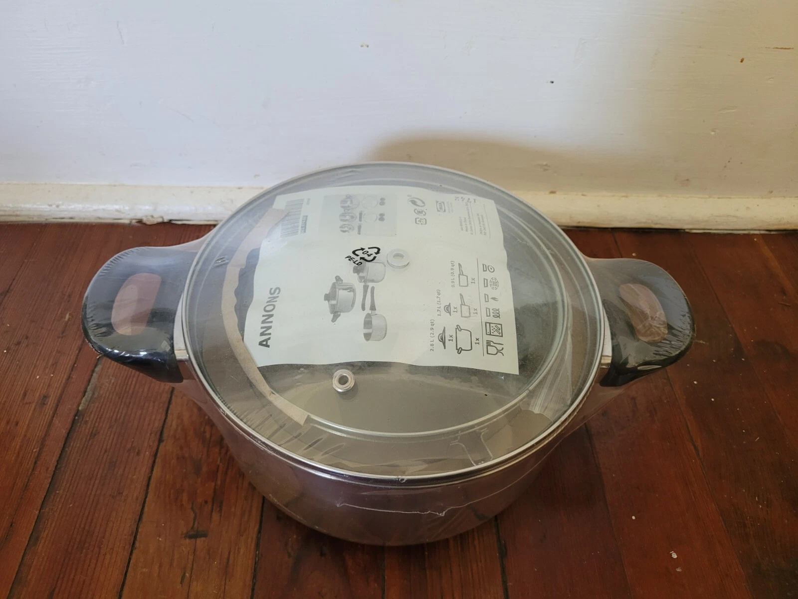 IKEA ANNONS 5-Piece (3 Pots~2 Covers) Cookware Set Glass/Stainless Steel Pots