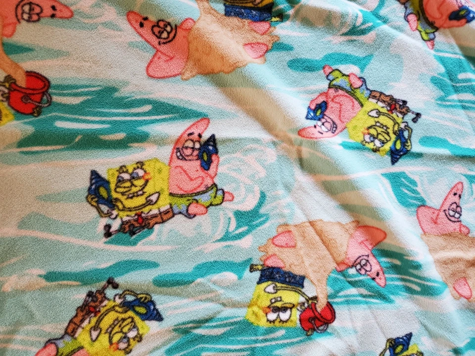 Manta acolchada casera para niños Bob Esponja pantalón cuadrado Patrick Ocean 40x56 Foto 4 de 4