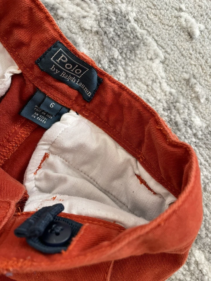POLO Ralph Lauren Boys Girls Cargo Orange Pants Size 6 - Image 3 of 4