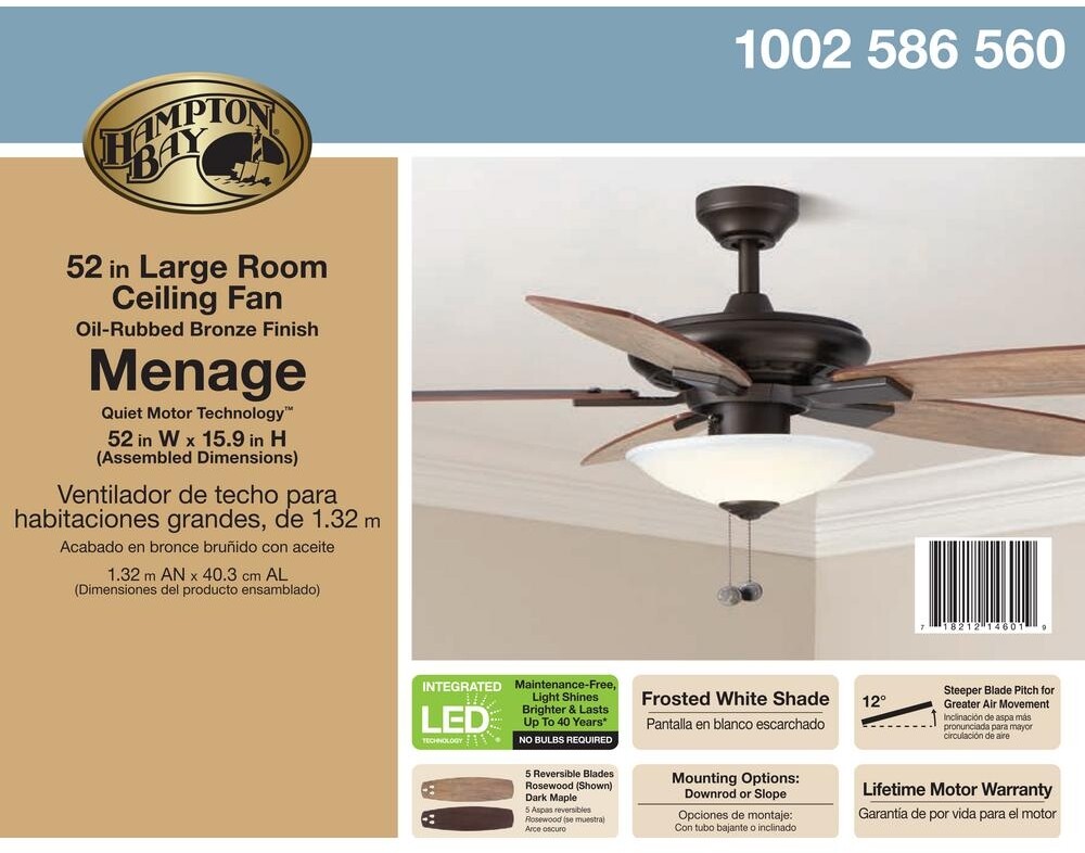 H Bay Menage 52 Integrated Led Indoor Lowprofile Oil Rubbed Bronze