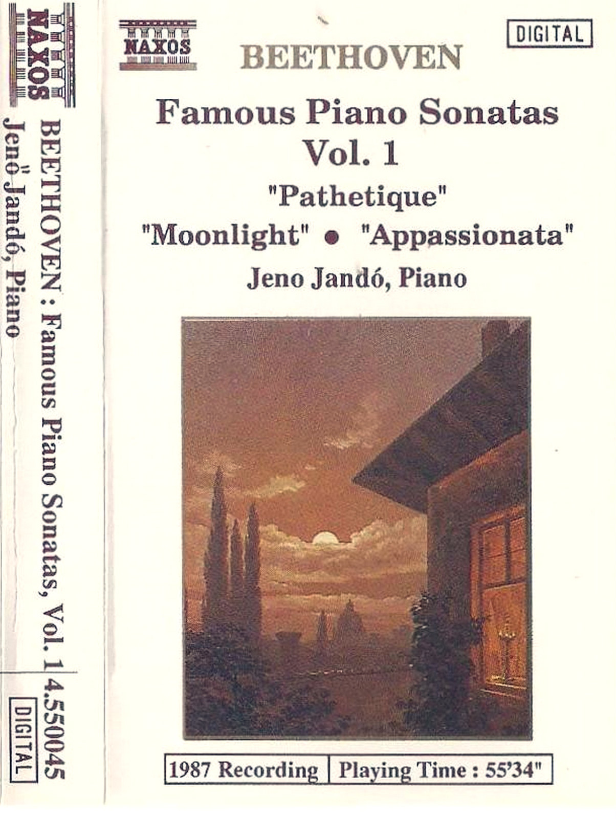 Beethoven Jenö Jandó Piano Sonatas Vol 1 CASSETTE ALBUM Naxos Pathétique Moonlig