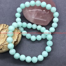 2 Pcs Natural 6/8/10/12mm Blue Amazonite Gemstone Round Beads Bracelet 7.5"