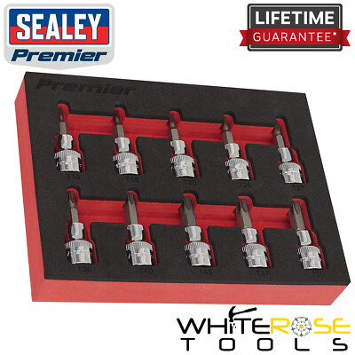 Sealey Torx Socket Bit Set EVA Tray T10-T50 10pc 3/8'' Drive Trx-Star Premier