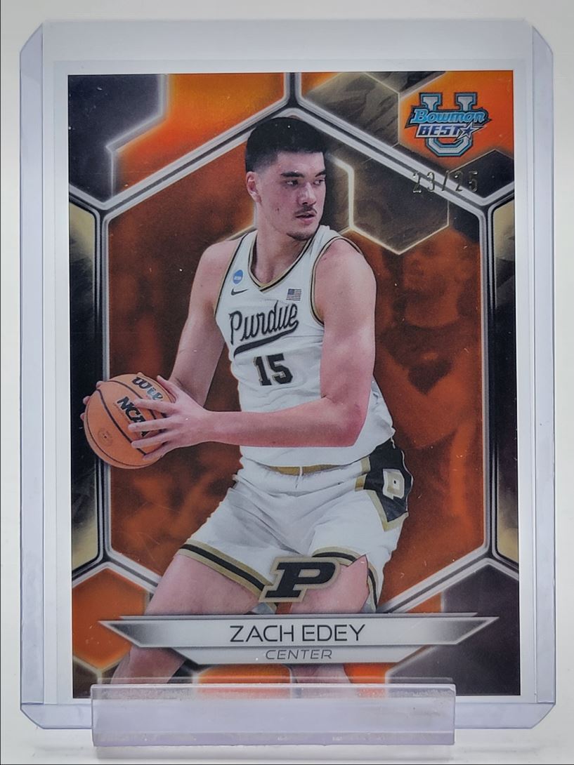 ZACH EDEY 2023-24 BOWMAN UNIVERSITY'S BEST ORANGE REFRACTOR #74 /25 Q0902