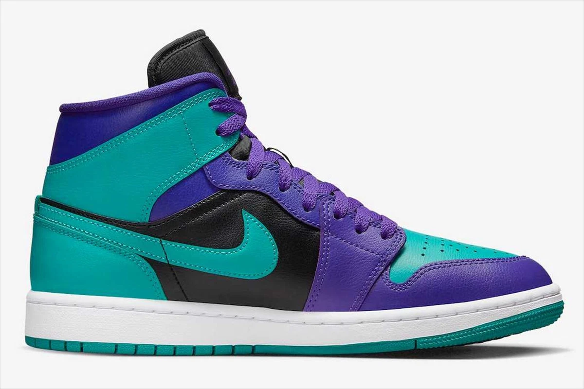 NIKE Women's AIR JORDAN 1 MID BLACK GRAPE BQ6472-502 US 11.5 / 28.5cm