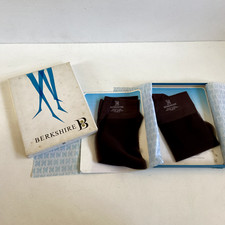 Vintage Berkshire Stretch Nylon Stockings 2 Pair Fantasy Black True 10.5 Box USA