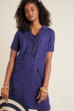 $140 NWT  Anthropologie Finley Lace-Up Shirtdress SIZE 4 NEW