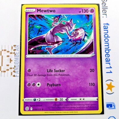 Mewtwo RARE card 56/172 Sword & Shield Brilliant Stars 2022 Pokemon