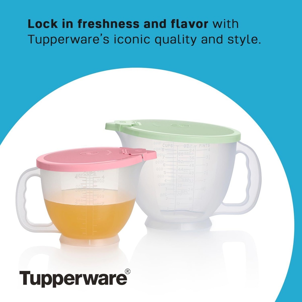 Tupperware Classic Mix-N-Store Pitcher Set in Mint 2 Liters, Green
