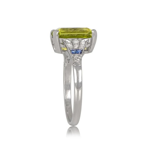 3.3Ct Emerald Cut Green Peridot Diamond Solitaire Wedding Ring White Gold Finish - Picture 3 of 10