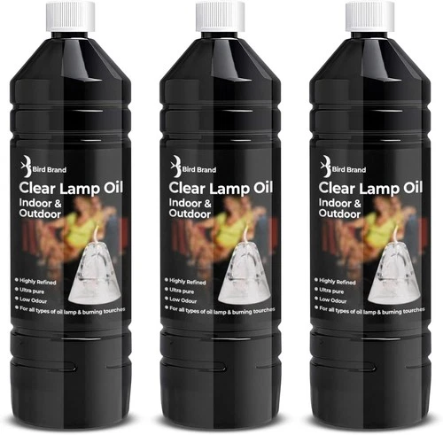 Quebec Clear Lamp Oil 3 x 1L – Clean Burning for Indoor & Outdoor Oil Lamps