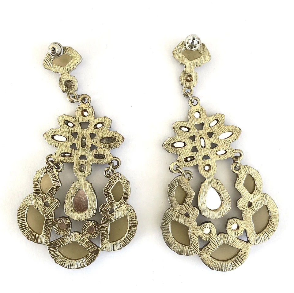 Pendientes colgantes súper largos de diamantes de imitación, pendientes perforados Foto 3 de 3