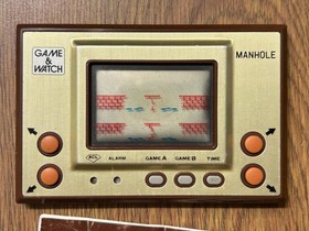 Nintendo Game & Watch Manhole MH-06 Gold 1981 Box Manual Power-On Tested Japan
