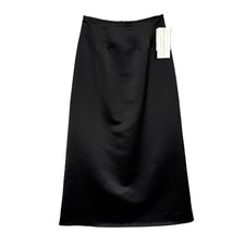 NWT 90s Jessica McClintock Black Satin Maxi Skirt Size 10 8 Long Formal Vintage