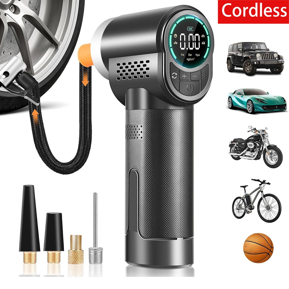 Car Bike Tire Inflator Pump Portable Battery Rechargeable Air Compressor Digital