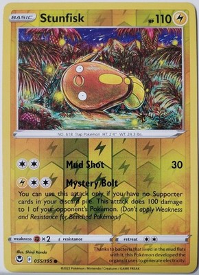 Poemon - Stunfisk - 055/195 - Reverse Holo - Silver Tempest - NM/M