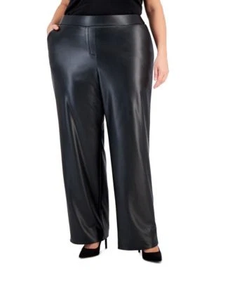 Anne Klein Plus Size Faux-Leather Slash-P 91308337622 1X RT $109.0