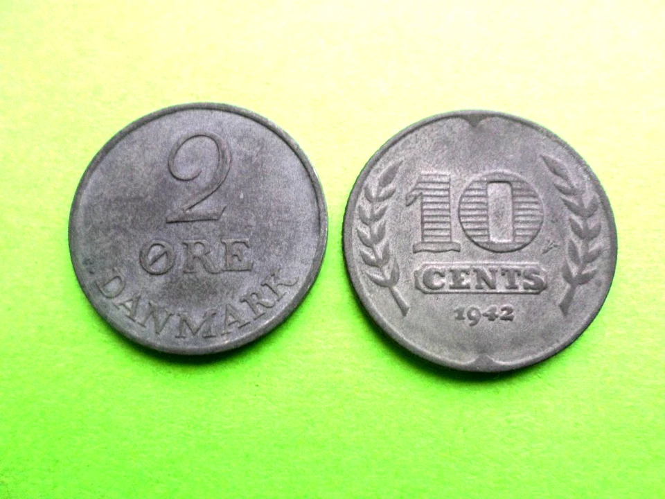 NETHERLANDS 10 CENTS 1942,2 ORE DENMARK 1967. - Image 2 of 2