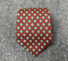 Polo by Ralph Lauren Silk Tie Red Green Yellow Square Printed Size 58"X4"