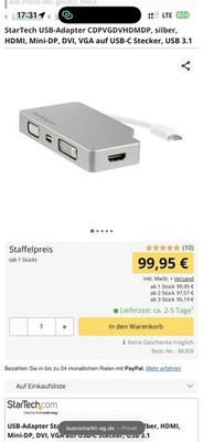 USB-Adapter StarTech CDPVGDVHDMDP, silber HDMI, Mini-DP, DVI, VGA auf USB-C