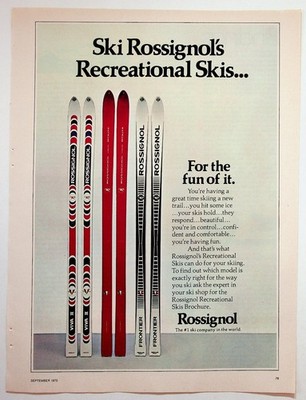 Rossignol Skiing Magazine Ad 1975 Vintage Skis Winter Sports Print