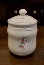 Vintage International Marmalade Geese Pear Ceramic Pottery Canister 9.5" Height