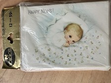 Vtg Baby Girl Small Birth Announcement 12 Card, 1960 Brand New W Envelopes Nos