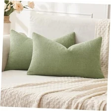  Couch Pillow Covers 12x20 Inch, Set of 2 Soft 20" x 12" (Pack of 2) Sage Green