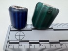 Pair Antique Venetian Chevron Rosetta Glass Trade Beads Blue Green Large African — photo 8