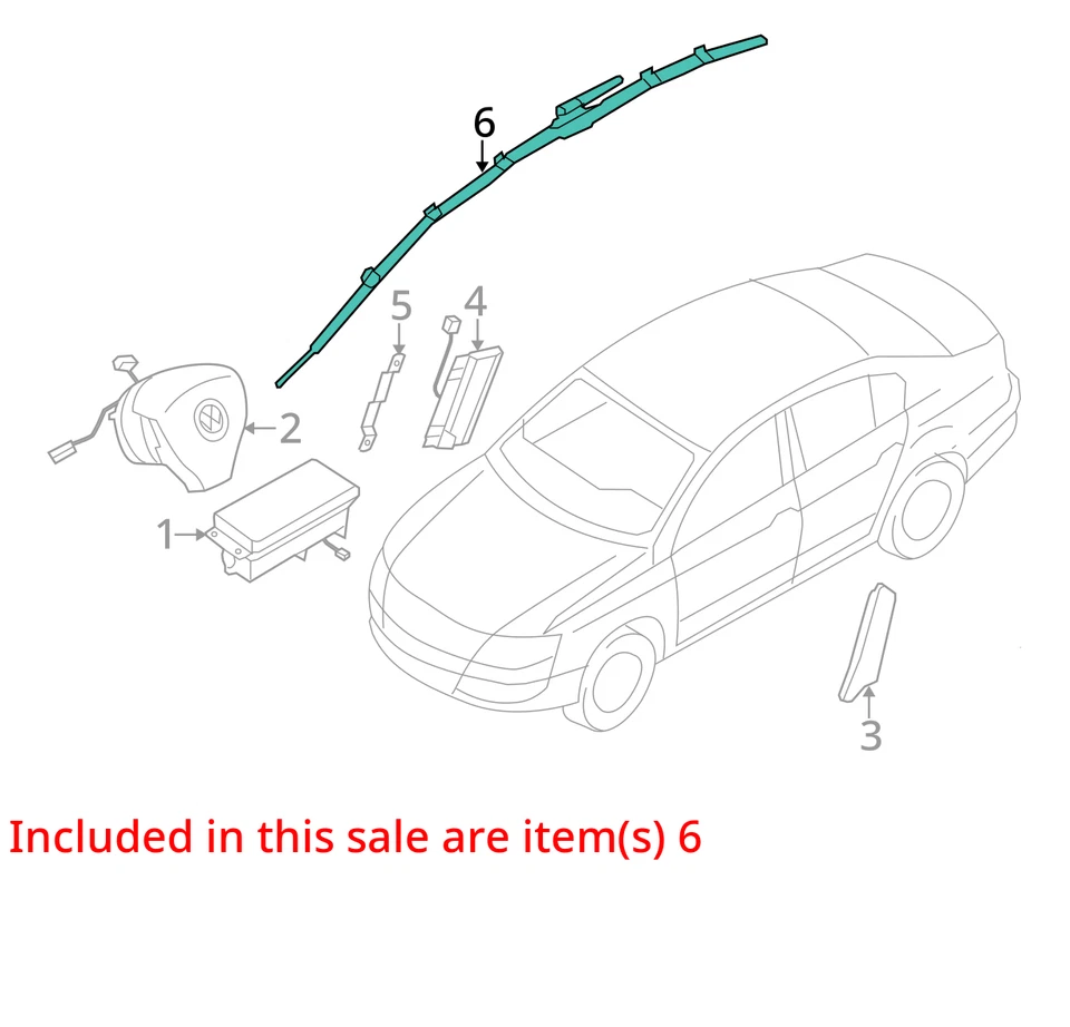 2009 - 2017 年大众 CC 右手乘客车顶窗帘安全气囊原始设备制造商 — 第 4/4 张图片