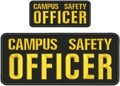 CAMPUS SAFETY OFFICER EMB PATCH 4X10 AND 2X5 VELCR@ ON BACK GOLD On Black
