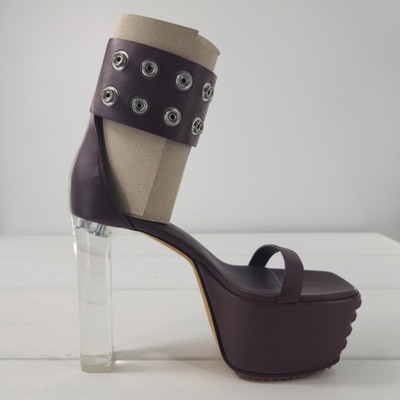 Rick Owens Minimal Grill Snapstrap Platform Sandals Amethyst/Clear EU 38 New