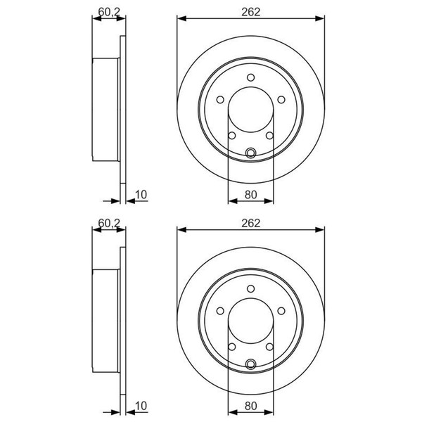 2X Bosch Bremsscheiben Ø262Mm Hinten Passend FÜR Chrysler Sebring Dodge Avenger-image