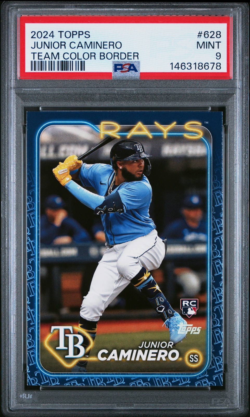 2024 TOPPS TEAM COLOR BORDER #628 JUNIOR CAMINERO PSA 9