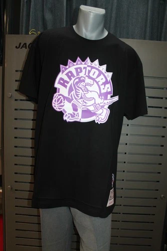 Mitchell Et Ness TORONTO RAPTORS NBA T-Shirt À Logo Divisé Noir Violet Neuf