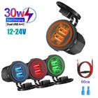 12/24V Dual USB Car Charger 5V 3.1A Charger Socket Waterproof Power Adapter Sock