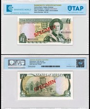 Jersey 1 Pound, 2000 ND, P-26as, UNC, Specimen, Authenticated