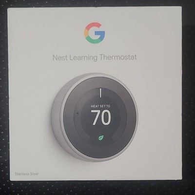 Google Nest 3rd Gen Smart Learning Thermostat - Stainless Steel- T3007ES