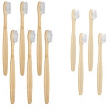 SEVENHEAD Bamboo Toothbrushes for Adults  Kids - Family Set 6 4 PCS, Soft Br...