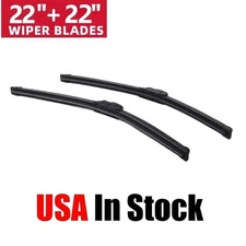 22''+22'' Inch Front Windshield Wiper Blades J-Hook Pair All Season Bracketless