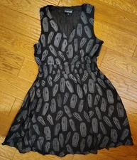 SOURPUSS Halloween Dress Black with Grey Coffins Size XL